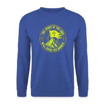 Der Geist des Herrn wird sein Banner erheben - Unisex Pullover - Royalblau - Vorne - Alina (178cm) & Michal (187cm)