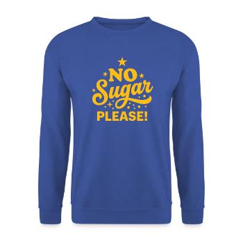 No Sugar Please Retro Yellow Typografie - Unisex Pullover - Royalblau - Vorne - Alina (178cm) & Michal (187cm)