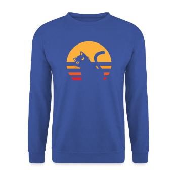 Katze Sonnenuntergang - Unisex Pullover - Royalblau - Vorne - Alina (178cm) & Michal (187cm)
