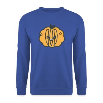Lachender Kürbis Sternenhimmel - Unisex Pullover - Royalblau - Vorne - Alina (178cm) & Michal (187cm)