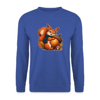 Eichhörnchen mit einer riesigen Eichel - Unisex Pullover - Royalblau - Vorne - Alina (178cm) & Michal (187cm)
