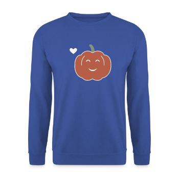 Halloween Kürbis Damen - Unisex Pullover - Royalblau - Vorne - Alina (178cm) & Michal (187cm)