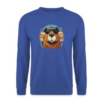 Kapybara mit Brille - Unisex Pullover - Royalblau - Vorne - Alina (178cm) & Michal (187cm)