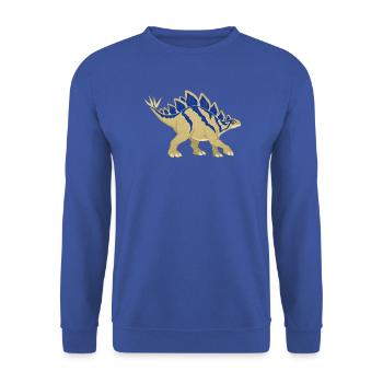 Blau gestreifter Stegosaurus im Vintage-Stil - Unisex Pullover - Royalblau - Vorne - Alina (178cm) & Michal (187cm)