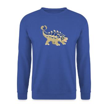 Blau gestreifter Ankylosaurus im Vintage-Stil - Unisex Pullover - Royalblau - Vorne - Alina (178cm) & Michal (187cm)