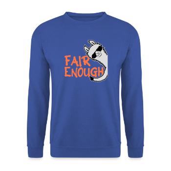 Fair Enough Witty Funny Sarcastic Spruch Logo Lama - Unisex Pullover - Royalblau - Vorne - Alina (178cm) & Michal (187cm)
