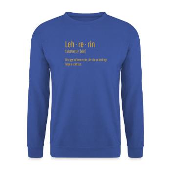 Lehrerin Substantiv Influencerin Lustig Geschenk - Unisex Pullover - Royalblau - Vorne - Alina (178cm) & Michal (187cm)
