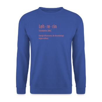 Lehrerin Substantiv Influencerin Lustig Geschenk - Unisex Pullover - Royalblau - Vorne - Alina (178cm) & Michal (187cm)