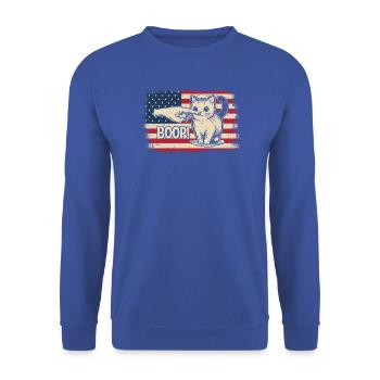 Funny Cat Boop The Snoot American Flag Patriotic - Unisex Pullover - Royalblau - Vorne - Alina (178cm) & Michal (187cm)
