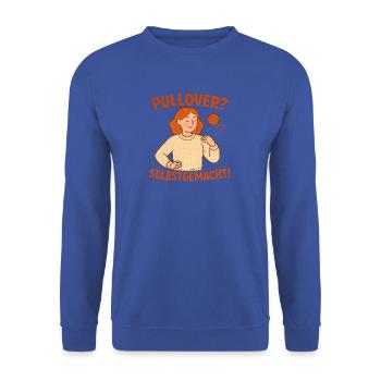 Erster selbstgestrickter Pullover Geschenkidee - Unisex Pullover - Royalblau - Vorne - Alina (178cm) & Michal (187cm)