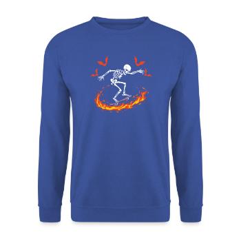Spooky Skater Skateboard Skeleton - Unisex Pullover - Royalblau - Vorne - Alina (178cm) & Michal (187cm)