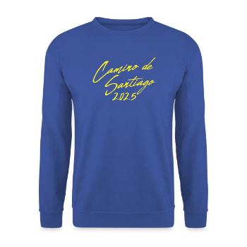 Jakobsweg 2026 buen camino Muschel - Unisex Pullover - Royalblau - Vorne - Alina (178cm) & Michal (187cm)