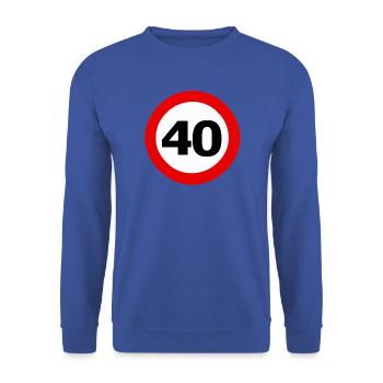 Verkehrsschild_40_auf_transparentem_Hintergrund - Unisex Pullover - Royalblau - Vorne - Alina (178cm) & Michal (187cm)