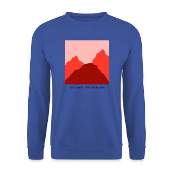 Rote Berglandschaft im Sonnenuntergang - Unisex Pullover - Royalblau - Vorne - Alina (178cm) & Michal (187cm)