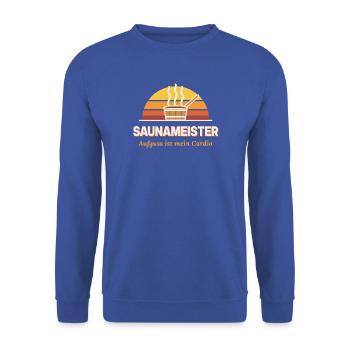 SaunaMeister Aufguss Cardio - Unisex Pullover - Royalblau - Vorne - Alina (178cm) & Michal (187cm)