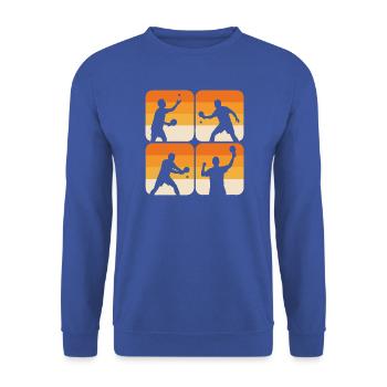  Tischtennis Ballwechsel bis zum Sieg Retro Kachel - Unisex Pullover - Royalblau - Vorne - Alina (178cm) & Michal (187cm)
