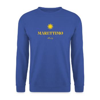 Marettimo Sizilien Sonne - Unisex Pullover - Royalblau - Vorne - Alina (178cm) & Michal (187cm)