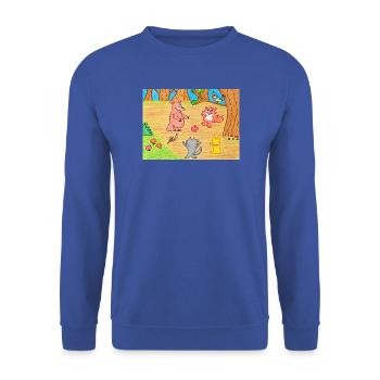 Verspieltes Waldfreunde-Ballspiel - Unisex Pullover - Royalblau - Vorne - Alina (178cm) & Michal (187cm)