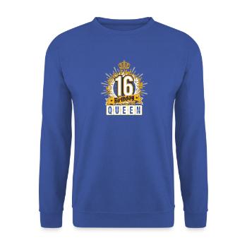 16 Geburtstag Queen Girl Sweet 16 Krone Floral Gold - Unisex Pullover - Royalblau - Vorne - Alina (178cm) & Michal (187cm)