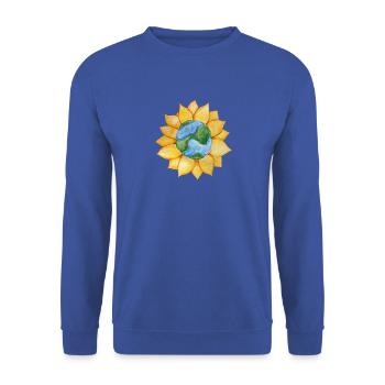 Erd-Sonnenblumenblüte - Unisex Pullover - Royalblau - Vorne - Alina (178cm) & Michal (187cm)