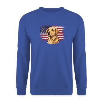 Gelber Labrador US-Flagge – Patriotische Labrador-Labrador-Mutter - Unisex Pullover - Royalblau - Vorne - Alina (178cm) & Michal (187cm)