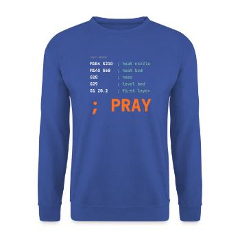 G-Code Beten - Unisex Pullover - Royalblau - Vorne - Alina (178cm) & Michal (187cm)