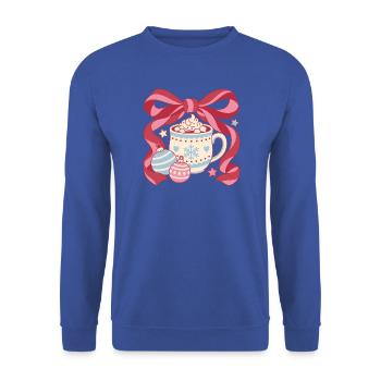 Christmas Cocoa Bow - Unisex Pullover - Royalblau - Vorne - Alina (178cm) & Michal (187cm)