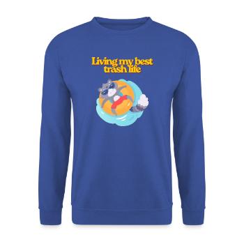 Mein bestes Müllleben leben Waschbär-Sommerkunst - Unisex Pullover - Royalblau - Vorne - Alina (178cm) & Michal (187cm)