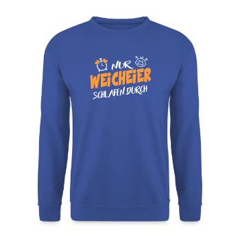 Nachts schlafen Baby Geschrei Brüllen Nachtaktiv - Unisex Pullover - Royalblau - Vorne - Alina (178cm) & Michal (187cm)