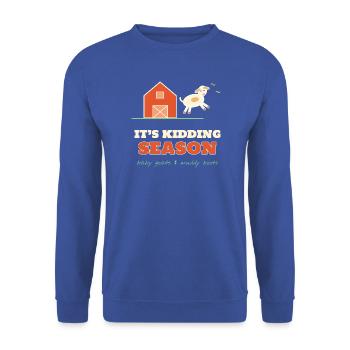 Es ist Spaß-Saison: Lustiger Ziegenbauernhof. - Unisex Pullover - Royalblau - Vorne - Alina (178cm) & Michal (187cm)