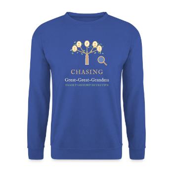 Elter-Urur-Ur-Ur-Ur-Oma-Familie - Unisex Pullover - Royalblau - Vorne - Alina (178cm) & Michal (187cm)