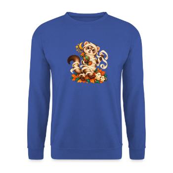 Bär in Herbstband gewickelt - Unisex Pullover - Royalblau - Vorne - Alina (178cm) & Michal (187cm)