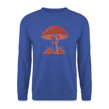 Fliegenpilz Illustration - Unisex Pullover - Royalblau - Vorne - Alina (178cm) & Michal (187cm)