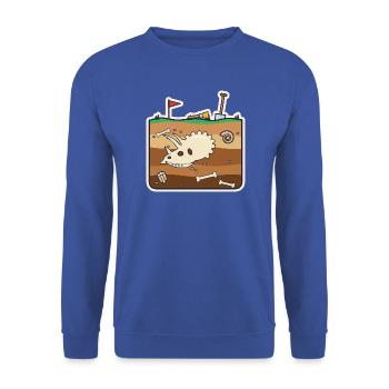 Dinosaurier-Ausgrabung mit gehörntem Schädel - Unisex Pullover - Royalblau - Vorne - Alina (178cm) & Michal (187cm)