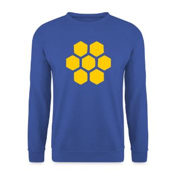 Bienenwabe Design Imker & Natur Geometric Geschenk - Unisex Pullover - Royalblau - Vorne - Alina (178cm) & Michal (187cm)