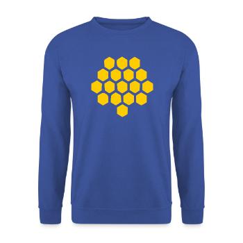 Bienenwabe Design Imker & Natur Geometric Geschenk - Unisex Pullover - Royalblau - Vorne - Alina (178cm) & Michal (187cm)