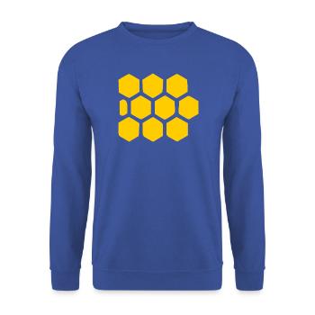 Bienenwabe Design Imker & Natur Geometric Geschenk - Unisex Pullover - Royalblau - Vorne - Alina (178cm) & Michal (187cm)
