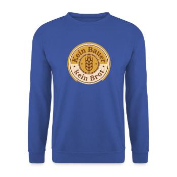 Kein Bauer kein Brot Landwirt Spruch Badge - Unisex Pullover - Royalblau - Vorne - Alina (178cm) & Michal (187cm)