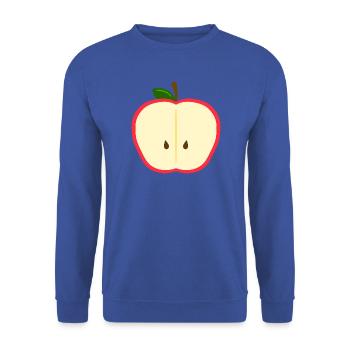 Halb-Apfel-Scheibe Cartoon - Unisex Pullover - Royalblau - Vorne - Alina (178cm) & Michal (187cm)