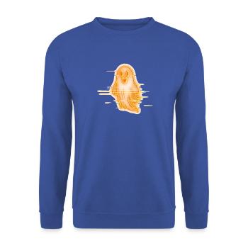 Cyber Geist – Orange Neon Glitch - Unisex Pullover - Royalblau - Vorne - Alina (178cm) & Michal (187cm)