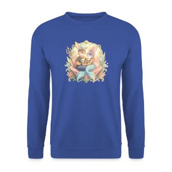  Bunny Punk Serie: Verliebte Hasen im Seepalast - Unisex Pullover - Royalblau - Vorne - Alina (178cm) & Michal (187cm)