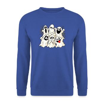 Halloween Gruppenfoto Geister lustig Gruppenkostüm - Unisex Pullover - Royalblau - Vorne - Alina (178cm) & Michal (187cm)