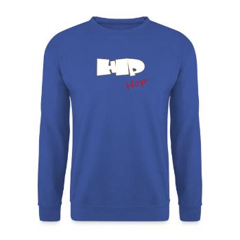 HP Hop Boldes HipHop Design - Unisex Pullover - Royalblau - Vorne - Alina (178cm) & Michal (187cm)