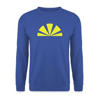 Sonnenstrahl, Halbkreis als Japan Sonnenstrahl - Unisex Pullover - Royalblau - Vorne - Alina (178cm) & Michal (187cm)