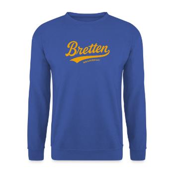 Bretten Baden Schriftzug - Unisex Pullover - Royalblau - Vorne - Alina (178cm) & Michal (187cm)