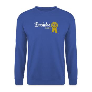 Bachelor 2026 Abschluss Promotion Sponsion - Unisex Pullover - Royalblau - Vorne - Alina (178cm) & Michal (187cm)