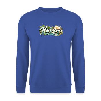 Harmony: Lotusfluss Zen-Muster - Unisex Pullover - Royalblau - Vorne - Alina (178cm) & Michal (187cm)