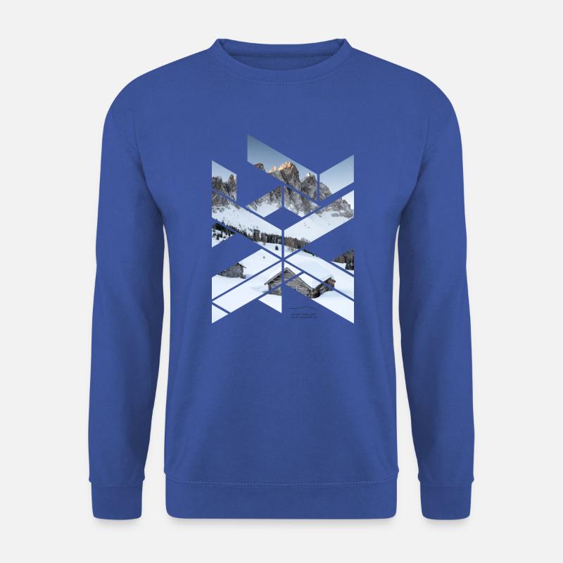 Geisler Dolomiten Geometische Form Winterlandschaf - Unisex Pullover - Royalblau