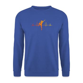 Gruppenfitness Geschenk für die Cardio-Liebhaberin - Unisex Pullover - Royalblau - Vorne - Alina (178cm) & Michal (187cm)