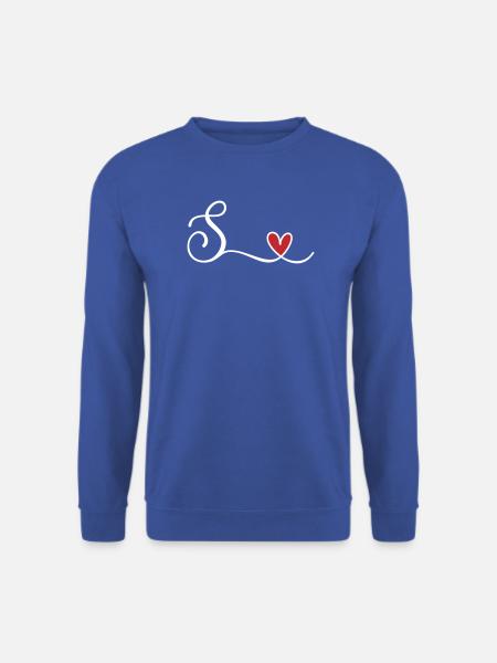 Buchstabe S. mit Herz Monogramm Initialie - Unisex Pullover - Royalblau